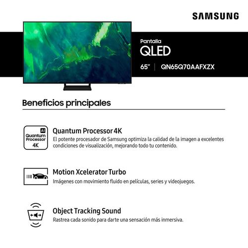 Pantalla QLED Samsung 65 4K QN65Q70AAFXZX