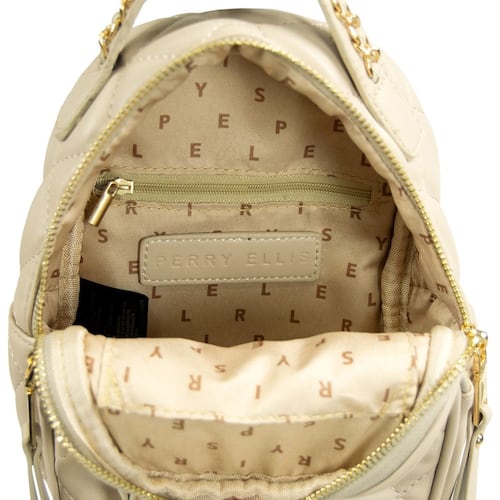 Bolso Back Pack Perry Ellis Color Beige Modelo A01914