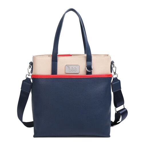 Bolsa estilo Tote marca Lee color Marino con Beige modelo A07734