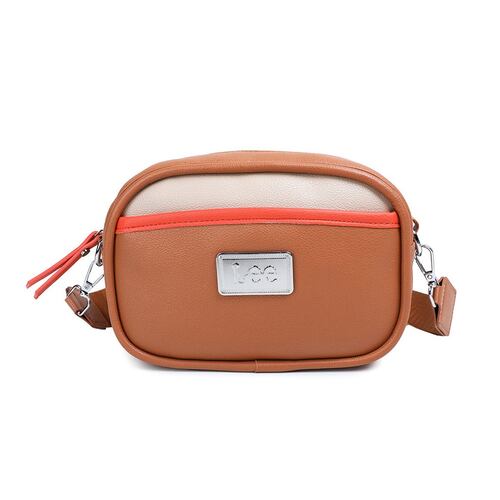 Bolsa estilo Crossbody marca Lee color Camello con Beige modelo A07738