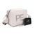 Bolsa estilo Crossbody tipo Camera Bag marca  Perry Ellis color Blanco con detalles en Negro con tarjetero modelo A10512