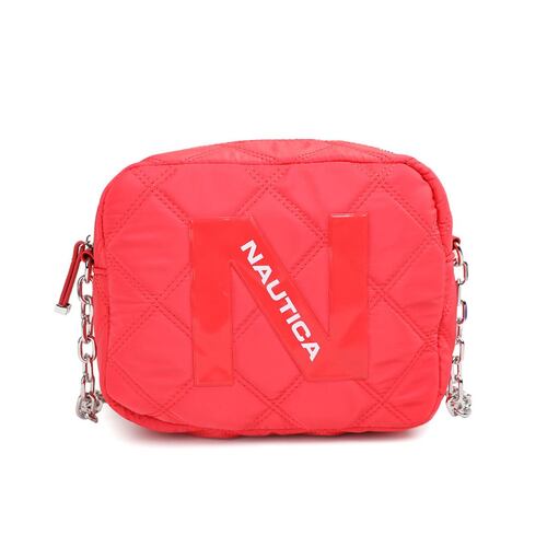 Bolsa estilo Crossbody marca Náutica color Fucsia con cartera en contraste color marino modelo A10518