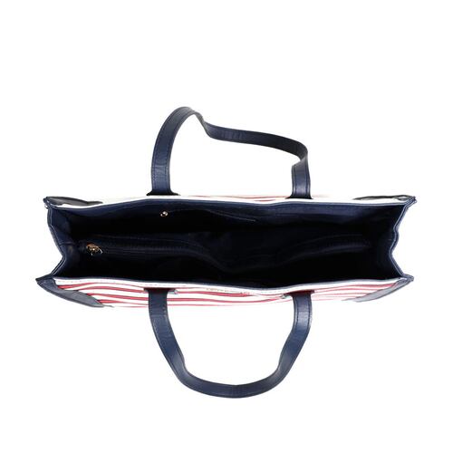 Bolsa Tote Nautica a rayas rojo con navy para Mujer