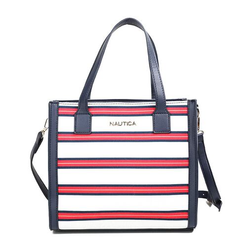 Bolsa Mini Tote Nautica a rayas rojo con navy para Mujer