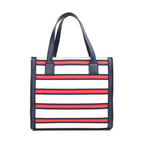 Bolsa Mini Tote Nautica a rayas rojo con navy para Mujer