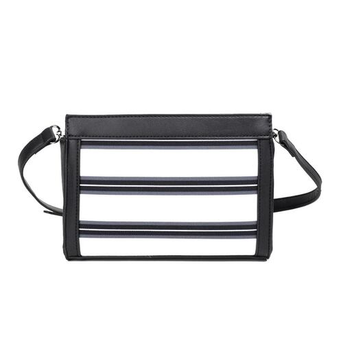 Bolsa Crossbody Nautica a rayas gris con negro para Mujer