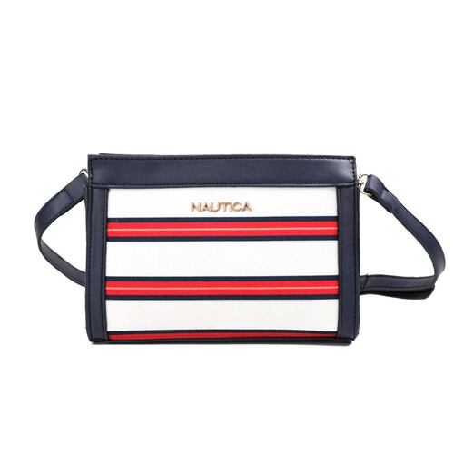 Bolsa Crossbody Nautica a rayas rojo con navy para Mujer