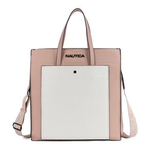 Bolsa estilo Large Tote marca Náutica color beige con detalles en blanco modelo A11806