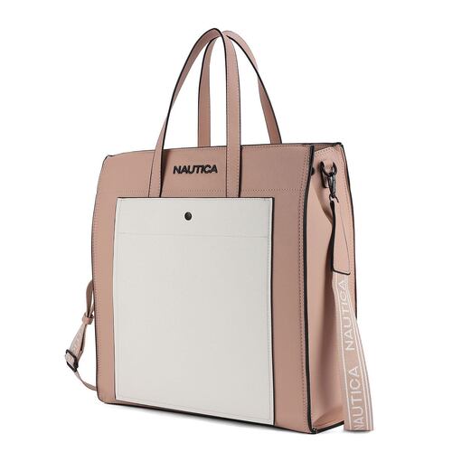 Bolsa estilo Large Tote marca Náutica color beige con detalles en blanco modelo A11806