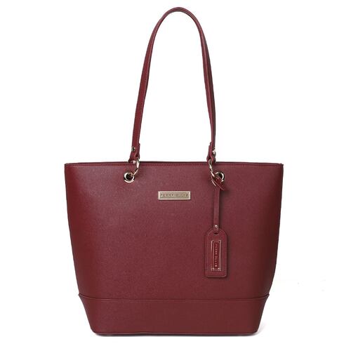 Bolsa estilo Tote marca Perry Ellis color borgoña modelo A11844