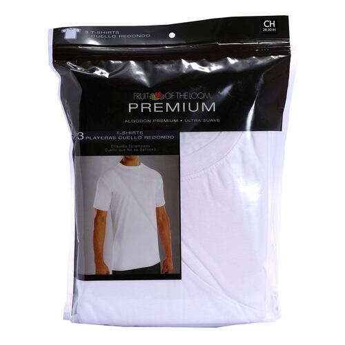 Playera Fruit of the Loom Premium en cuello redondo blanco talla chica