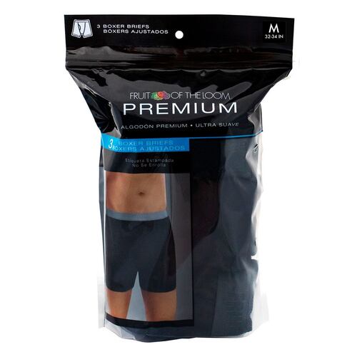 Bóxer ajustado Premium Fruit of the Loom negro talla mediana