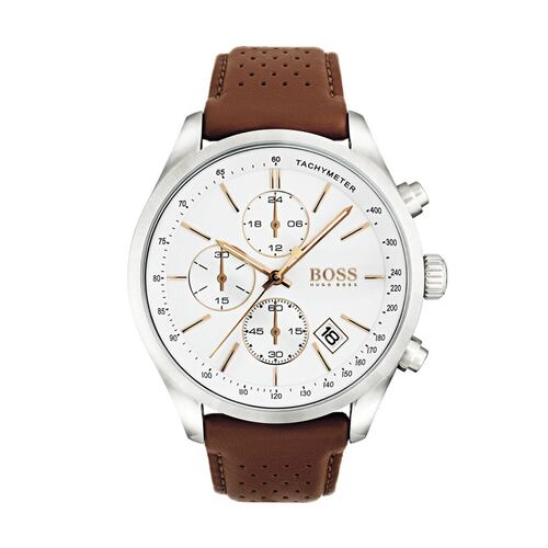 Reloj Boss Grand Prix Blanco y Café 1513475 Para Caballero