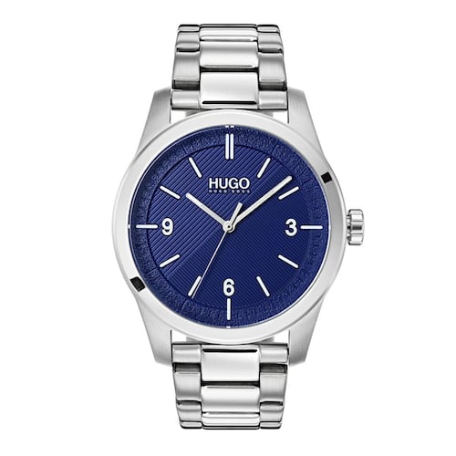 Reloj Hugo Create Plateado y Azul 1530015 Para Caballero