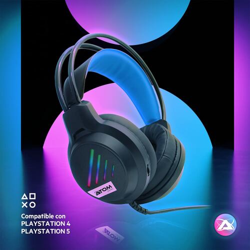 Audífonos Gamer RGB ATOM GAMES para PlayStation Alámbrico con Micrófono Ajustable