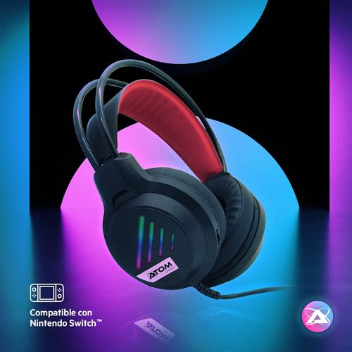 Audífonos Gamer RGB ATOM GAMES para NSW Alámbrico con Micrófono Ajustable