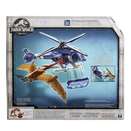 Jurassic World Pack De Dinosaurio + Helicóptero