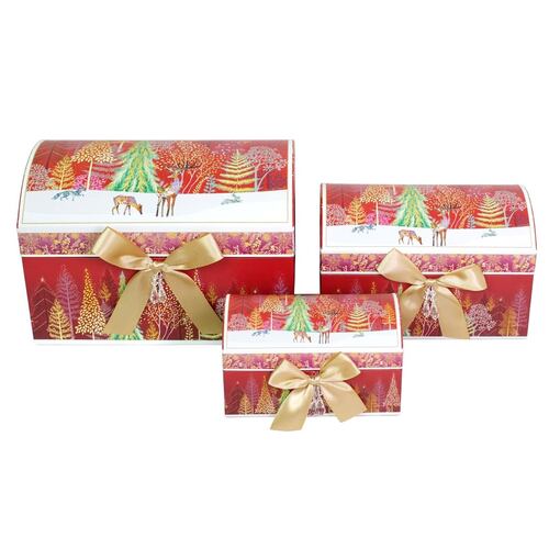 Set Cajas Decorativas Baúl Brivogue Navidad Forest 3 Piezas