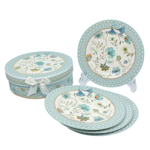 Set de 4 platos pasteleros en caja de regalo blue romance Brivogue