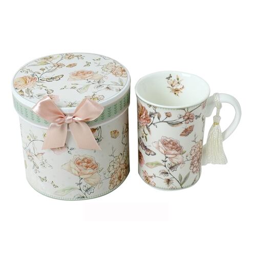 Taza Recta BRIVOGUE en Caja de Regalo de la Colección Camelia Garden