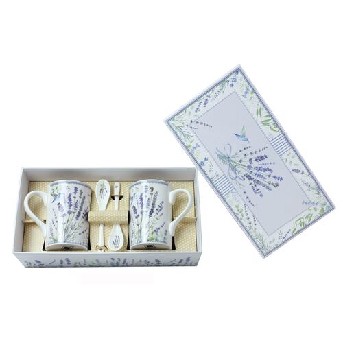 Set Tazas con Cucharas en Caja de Regalo Colección Lavender Garden BRIVOGUE