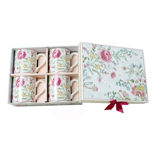 Set 4 Tazas de Café en Caja de Regalo Colección Spring Garden BRIVOGUE
