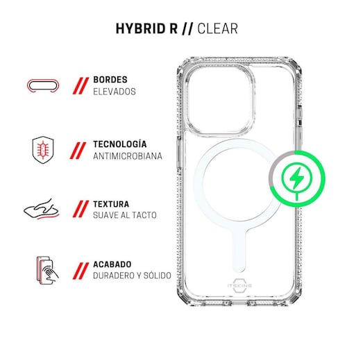Funda iphone 15 Pro transparente con Magsafe Hybrid