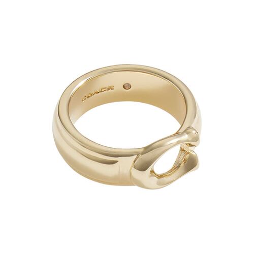 Anillo Dorado Sencillo con detalle de Logo C en Relieve Talla 7 Coach