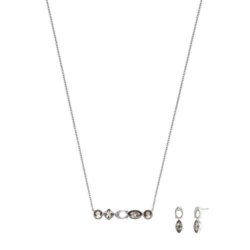 Box Set Collar Corto y Aretes Colgantes Cortos con Detalles en Cristal Y Logo C Coach