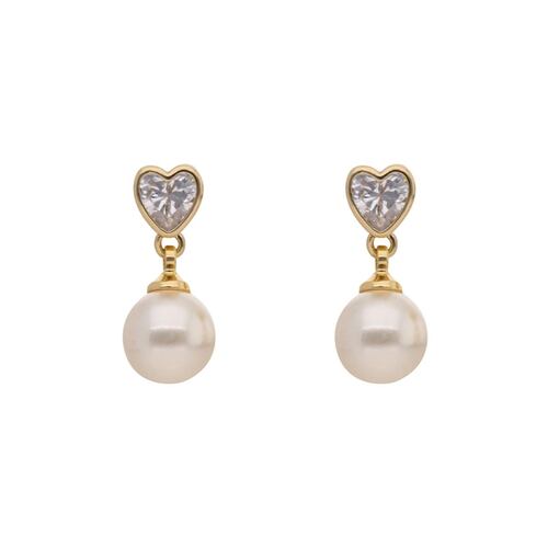 Aretes Corazón Colgante Corto Coach