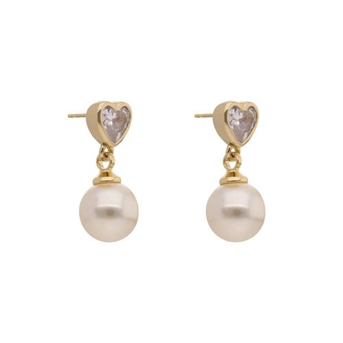 Aretes Corazón Colgante Corto Coach