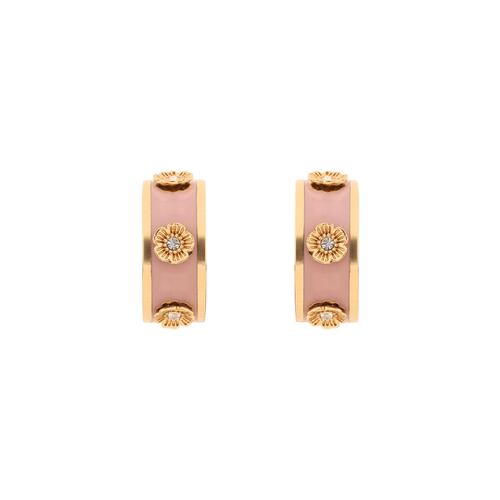 Aretes Flor Rosa Latón Coach