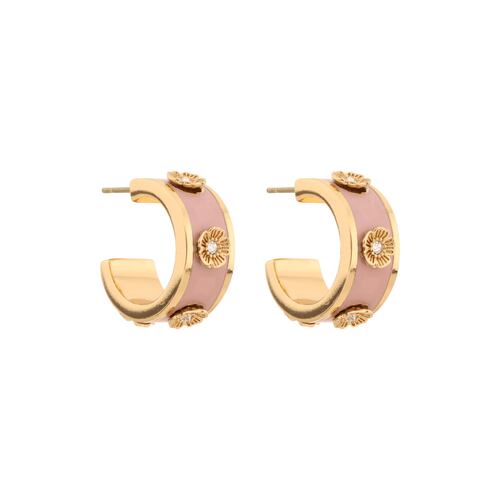 Aretes Flor Rosa Latón Coach