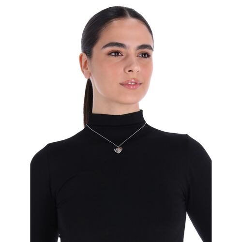 Collar Corazón Plateado Latón Coach