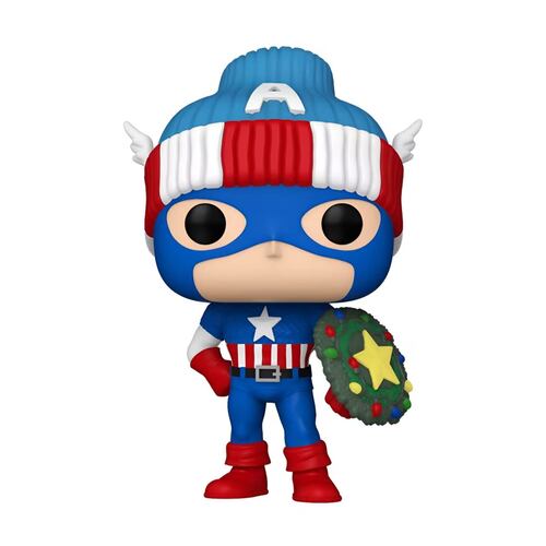 Funko Pop Marvel: Holiday Capitán América con Gorro