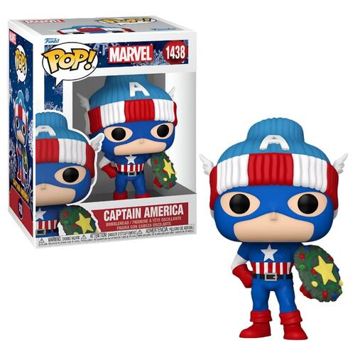 Funko Pop Marvel: Holiday Capitán América con Gorro