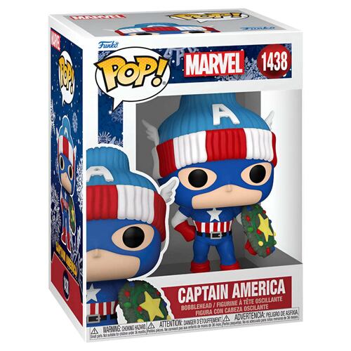 Funko Pop Marvel: Holiday Capitán América con Gorro