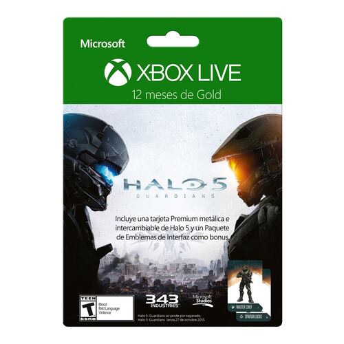 Tarjeta Xbox 12 Meses Halo5 Metal