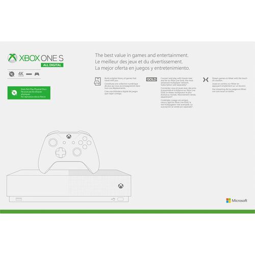 Microsoft Xbox One S All Digital - Consola de 1 TB, color blanco + 1 mes de