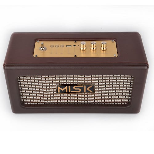 Bocina Misik Vintage con Radio USB y Auxiliar Café