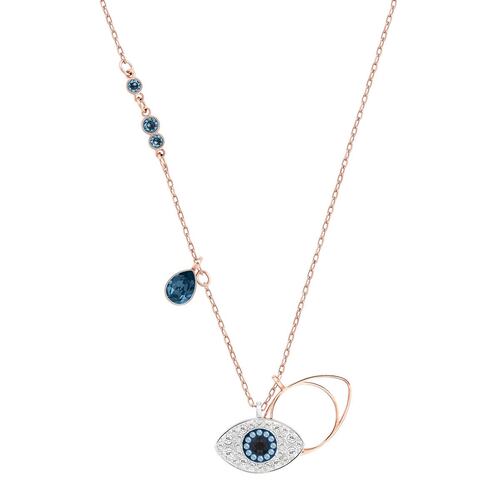 Collar Symbol Evil Eye con Cristales Claros y Azules Swarovski