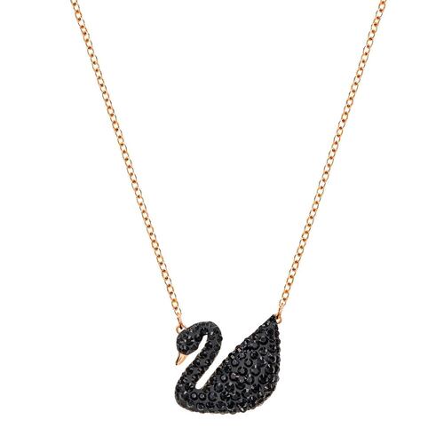 Collar Oro Rosado Iconic Cisne con Cristales Negros Swarovski