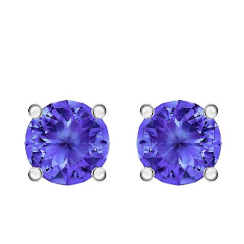 Aretes Plateados con Cristal Azul Swarovski