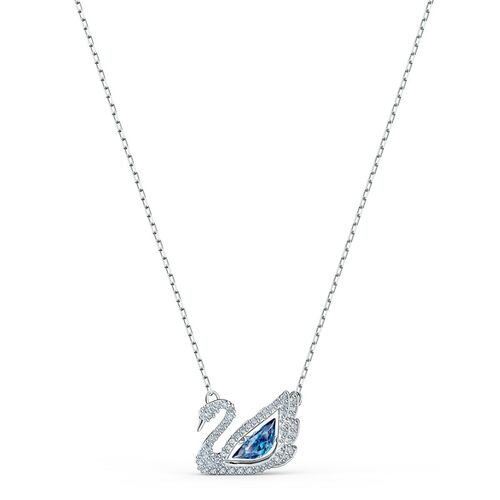 Collar Dancing Swan Plateado con Cristales Claros y Azules Swarovski