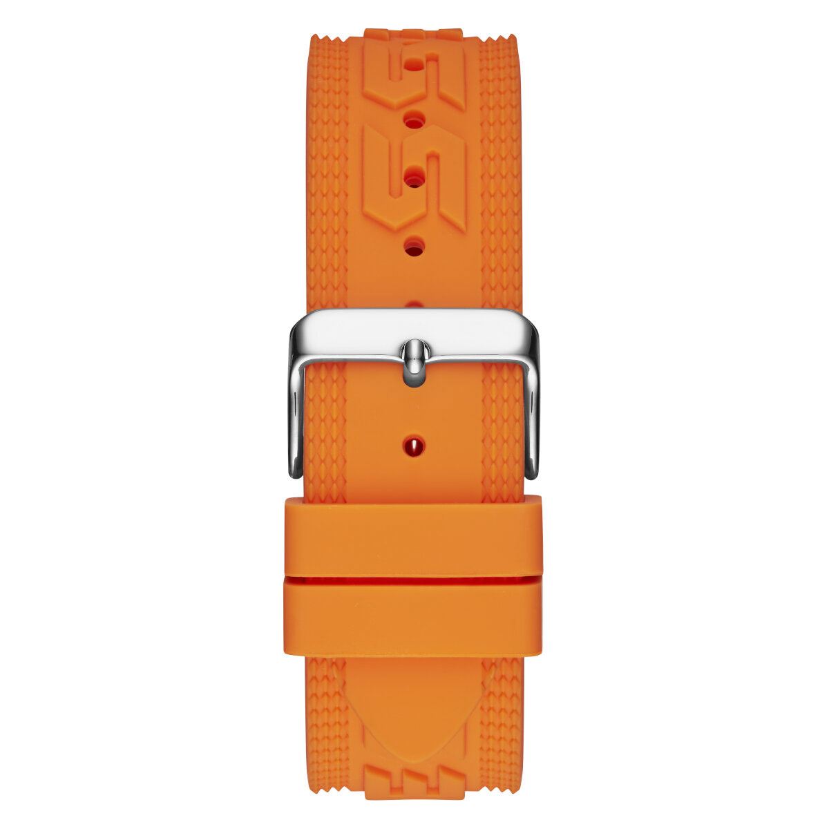 GUESS Charge Orologio Digitale Unisex - Cinturino In Silicone Arancione Con Logo, Cassa Rotonda, Cronografo E Sveglia - Modello GW0050G3