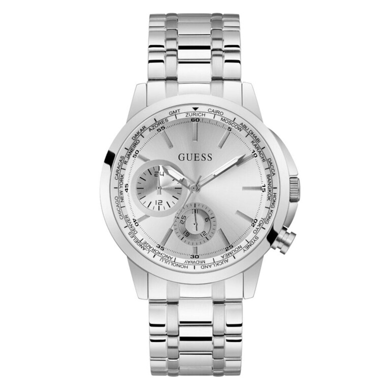 Guess Orologio Da Uomo GW0490G1 | Analogico Al Quarzo | Cassa In Acciaio 44 Mm | Quadrante Argento | Cinturino In Acciaio Inox | Water Resistant 50m