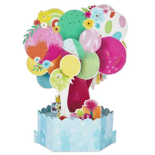 Tarjeta de cumpleaños Hallmark Oso con globos 3D Pop-Up