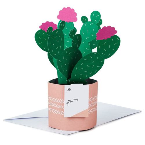 Tarjeta 3D  Hallmark Maceta de Cactus