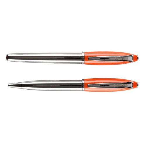 Juego bolígrafo y roller naranja Sabonis