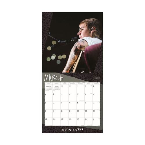 Calendario 2018 Justin Bieber Squar